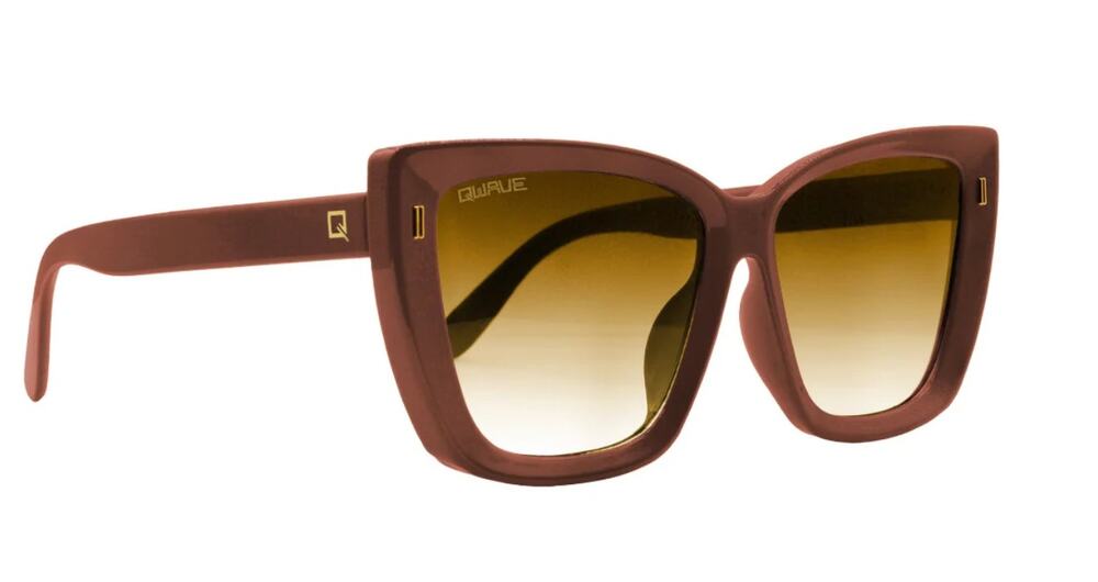 QWAVE Women's Oversized Cat Eye Sunglasses Dusty Rose Frame Amber Gradient New